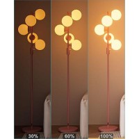 Lightdot Dimmable Brightness Adjustable Globe Floor Lamp Pink Pole Standing Lamps With 5Pcs 3000K G9 Bulbs Mid Century Moder