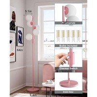 Lightdot Dimmable Brightness Adjustable Globe Floor Lamp Pink Pole Standing Lamps With 5Pcs 3000K G9 Bulbs Mid Century Moder