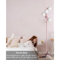 Lightdot Dimmable Brightness Adjustable Globe Floor Lamp Pink Pole Standing Lamps With 5Pcs 3000K G9 Bulbs Mid Century Moder