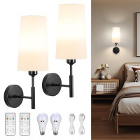 Glitnous Battery Operated Wall Sconce Rechargeable Wall Sconce With Remote Dimmable Wireless Wall Sconces Set Of Two Battery