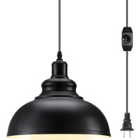 Asnxcju Plug In Pendant Light Hanging Lights With 1286Ft Plug In Cord And Dimmer Switch Industrial Black Pendant Lighting Wit