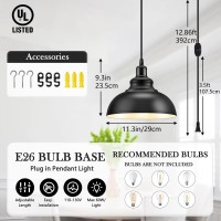 Asnxcju Plug In Pendant Light Hanging Lights With 1286Ft Plug In Cord And Dimmer Switch Industrial Black Pendant Lighting Wit