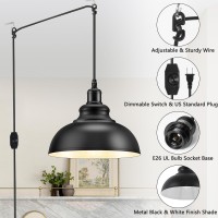 Asnxcju Plug In Pendant Light Hanging Lights With 1286Ft Plug In Cord And Dimmer Switch Industrial Black Pendant Lighting Wit