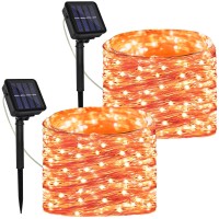 Solar Powered String Lights Outdoor 2 Pack Total 200 Led 66Ft Solar Powered Halloween Decorative Fairy Lights 8 Modes Black Wir