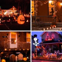 Solar Powered String Lights Outdoor 2 Pack Total 200 Led 66Ft Solar Powered Halloween Decorative Fairy Lights 8 Modes Black Wir