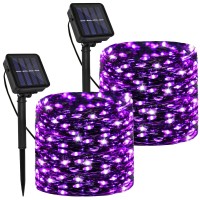 Solar Powered String Lights Outdoor 2 Pack Total 200 Led 66Ft Solar Powered Halloween Decorative Fairy Lights 8 Modes Black Wir