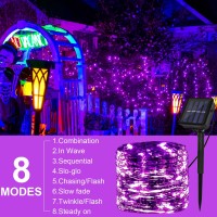 Solar Powered String Lights Outdoor 2 Pack Total 200 Led 66Ft Solar Powered Halloween Decorative Fairy Lights 8 Modes Black Wir