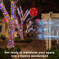 200 Led 66Ft Christmas String Lights Indoor Outdoor 8 Modes Christmas Fairy Lights With Timer Momory Ip44 Waterproof Christm