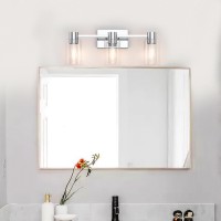 Esfos 3Light Modern Vanity Light Fixtures Over Mirror Polished Chrome Bathroom Light Fixtures Vanity Lights Wall Sconce With