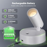 Oteedo Wireless Spotlights Indoor With Remote Up Lights Indoor Picture Light Battery Operated Spot Lights With 3 Color Dimmable