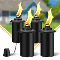 Fantorches 4 Pack Torch Canisters 16Oz Replacement Torch Refillable Canisters With Wicks Caps Outdoor Citronella Fuel Torch Ca