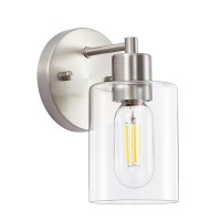 1Light Bathroom Wall Sconce Brushed Nickel Vanity Light Modern Wall Light Fixture With Clear Glass Shade And Moisture And Rus