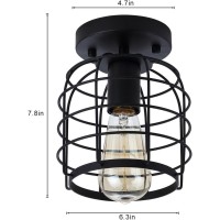 Create For Life Industrial Vintage Flush Mount Ceiling Light Rustic Metal Cage Semi Flush Mount Ceiling Lamp Fixture For Hallway