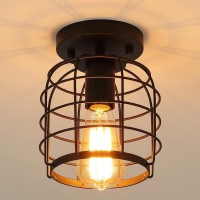 Create For Life Industrial Vintage Flush Mount Ceiling Light Rustic Metal Cage Semi Flush Mount Ceiling Lamp Fixture For Hallway