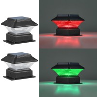 Moondeage 4 Pack Multicolor Solar Fence Deck Post Cap Lights 5 Modes Fits 4X4 4X6 Posts 50 Lumen Outdoor Decorative Water