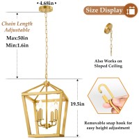 Gold Chandelier 4Light Farmhouse Pendant Light Fixture Adjustable Height Modern Dining Room Light Fixture Lantern Ceiling Ha