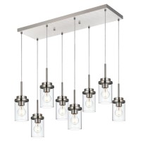 Melucee 8 Lights Linear Chandelier Lighting Brushed Nickel Island Light For Kitchen 315 Inches Large Pendant Light Fixtures Ha