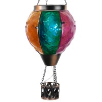 Gibmidser Hot Air Balloon Solar Lantern With Flickering Flame Hanging Solar Lanterns Outdoor Lights Waterproof Lanterns Decorati