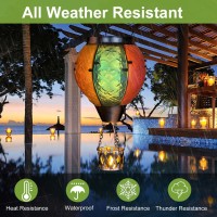 Gibmidser Hot Air Balloon Solar Lantern With Flickering Flame Hanging Solar Lanterns Outdoor Lights Waterproof Lanterns Decorati