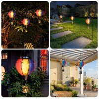 Gibmidser Hot Air Balloon Solar Lantern With Candle Holder Solar Hot Air Balloon Flickering Flame Hanging Garden Light Waterproo