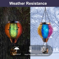 Solar Hot Air Balloon Flickering Flame Hanging Garden Light Glass Solar Balloon Lanterns Outdoor Hanging Waterproof Candle Led L