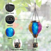 Solar Hot Air Balloon Flickering Flame Hanging Garden Light Glass Solar Balloon Lanterns Outdoor Hanging Waterproof Candle Led L