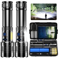 Uiitee Flashlights High Lumens Rechargeable 2 Pack Led Flashlight 980000 Lumen Super Bright Flash Light Battery Powered With 7