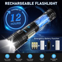 Uiitee Flashlights High Lumens Rechargeable 2 Pack Led Flashlight 980000 Lumen Super Bright Flash Light Battery Powered With 7