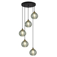 Kco Lighting 5 Light Cluster Pendant Lighting Black Globe Cluster Pendant Light Mid Century Modern Stairwell Chandelier Lighting