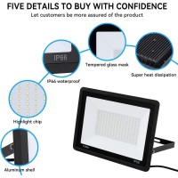 4Pack150W Led Flood Light Outdoor 16500Lm Led Work Light With 6Ft Us Plug Ip67 Waterproof Exterior Security Lights 6000K Daylig