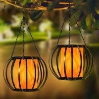 Kelvinlux 15 Solar Lanterns Outdoor Flickering Flame Solar Lights Outdoor Hanging Waterproof Led Metal Solar Flame Lantern F