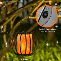 Kelvinlux 15 Solar Lanterns Outdoor Flickering Flame Solar Lights Outdoor Hanging Waterproof Led Metal Solar Flame Lantern F