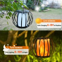 Kelvinlux 15 Solar Lanterns Outdoor Flickering Flame Solar Lights Outdoor Hanging Waterproof Led Metal Solar Flame Lantern F