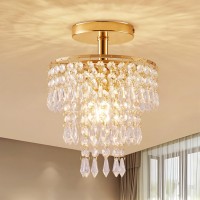 Modern Mini Crystal Chandelier 3Tier Raindrops Design Small Chandelier Light Fixture Flush Mount Ceiling Light Fixture For Be