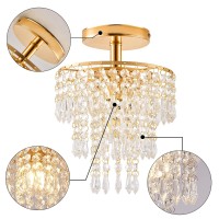 Modern Mini Crystal Chandelier 3Tier Raindrops Design Small Chandelier Light Fixture Flush Mount Ceiling Light Fixture For Be