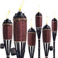 Backyadda Bamboo Torches For Outside Compatible With All Tiki Torches Fuels Extralarge 16Oz Metal Canisters And Fiberglass