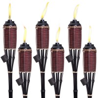 Backyadda Bamboo Torches For Outside Compatible With All Tiki Torches Fuels Extralarge 16Oz Metal Canisters And Fiberglass