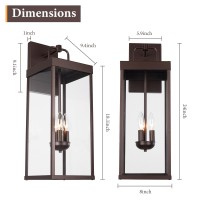 Diyel Outdoor Wall Sconce Light 24 Inch Tall Transitional Exterior Wall Bracket Lighting With Clear Glass Antirust Powder Coa