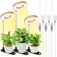 Lordem Bamboo Base Desktop Grow Light Led Plant Lamp With Full Spectrum 4 Adjustable Brightness Levels 4H8H12H Auto Timer F