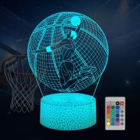 Basketball Player Night Light For Kids Basketball Illusion Led Lamp With Remote Touch Control 16 Colors Changing Dimmable Gr