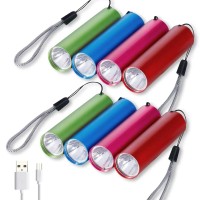 Kunhe 8 Pack Small Flashlights Rechargeable Flashlight Bulk Colorful Mini Flashlights For Kids Portable Pocket Flashlight Set