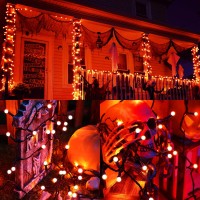 Brizled Orange Halloween Lights 66Ft 200 Led Orange Lights String Connectable 8 Modes Outdoor Halloween Lights Mini Globe Str