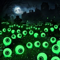 Brizled Solar Halloween Lights 2 Pack Total 12 Led Green Halloween Eyeball Lights 2 Modes Outdoor Halloween Lights Swaying Fi