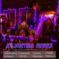 Brizled Purple Halloween Lights 66Ft 200 Led Halloween Lights String Connectable 8 Modes Mini Globe String Lights With Timer