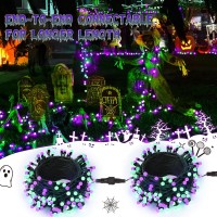 Brizled Purple Green Halloween Lights 66Ft 200 Led Outdoor Halloween Lights Connectable 8 Modes Mini Globe String Lights Wit