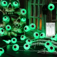 Brizled Halloween Eyeball Lights 1378Ft 40 Led Halloween Lights Battery Operated Scary Green Eye Halloween String Lights Flex