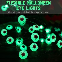 Brizled Halloween Eyeball Lights 1378Ft 40 Led Halloween Lights Battery Operated Scary Green Eye Halloween String Lights Flex