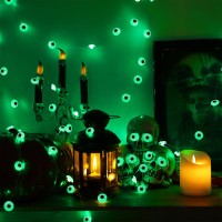 Brizled Halloween Eyeball Lights 1378Ft 40 Led Halloween Lights Battery Operated Scary Green Eye Halloween String Lights Flex