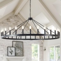 Zbmyrbzj Large Black Wagon Wheel Chandelier 64 Inch 30Light Farmhouse Wagon Wheel Chandeliers Round Industrial Ceiling Light Fi