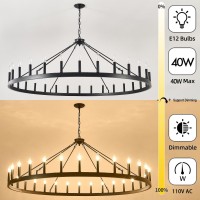 Zbmyrbzj Large Black Wagon Wheel Chandelier 64 Inch 30Light Farmhouse Wagon Wheel Chandeliers Round Industrial Ceiling Light Fi